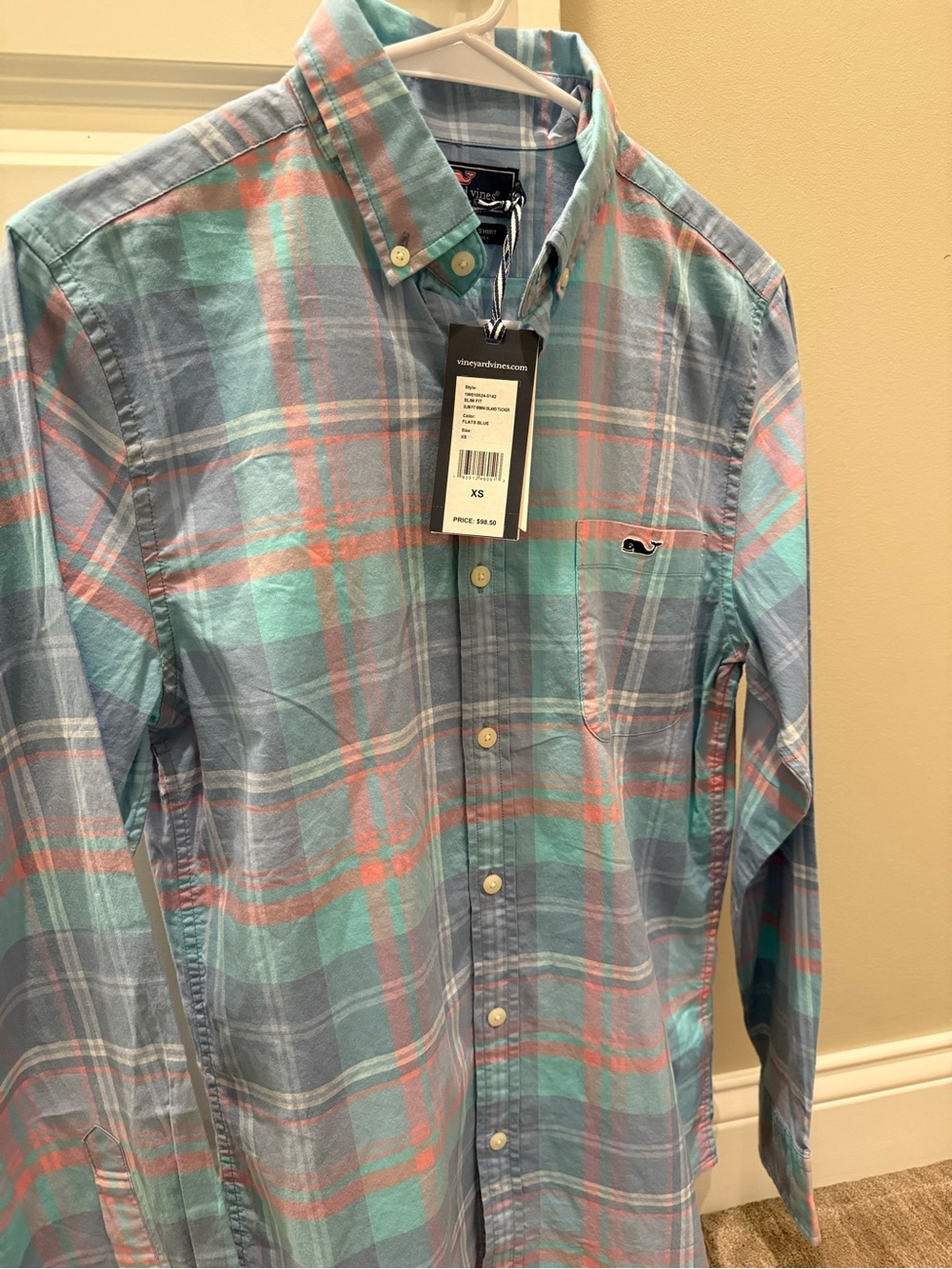 Vineyard Vines Plaid Button-Down Shirt - Light Blue, Mint & Coral